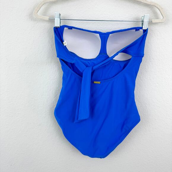 Helen Jon Women's Twist Bandeau One Piece Ruched Swimsuit Blue Size Sample XS - Picture 6 of 14